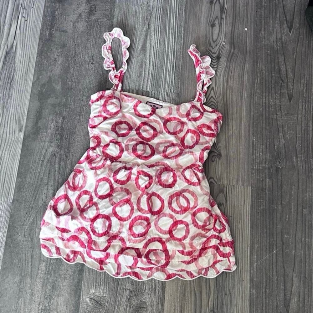 vintage juicy couture babydoll tank top, pink cream white